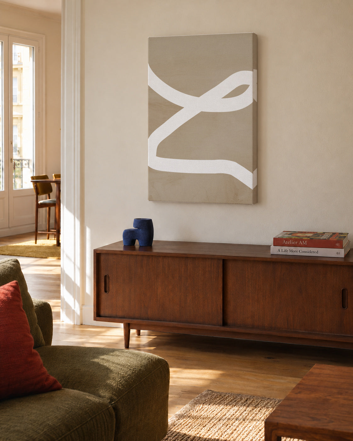 White Path - Unframed canvas in an interior