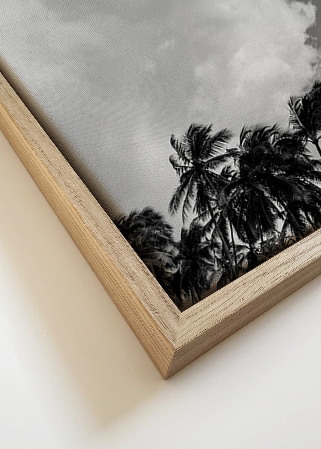 Cuadro de paisaje: palmeras en blanco y negro – Canvas detail