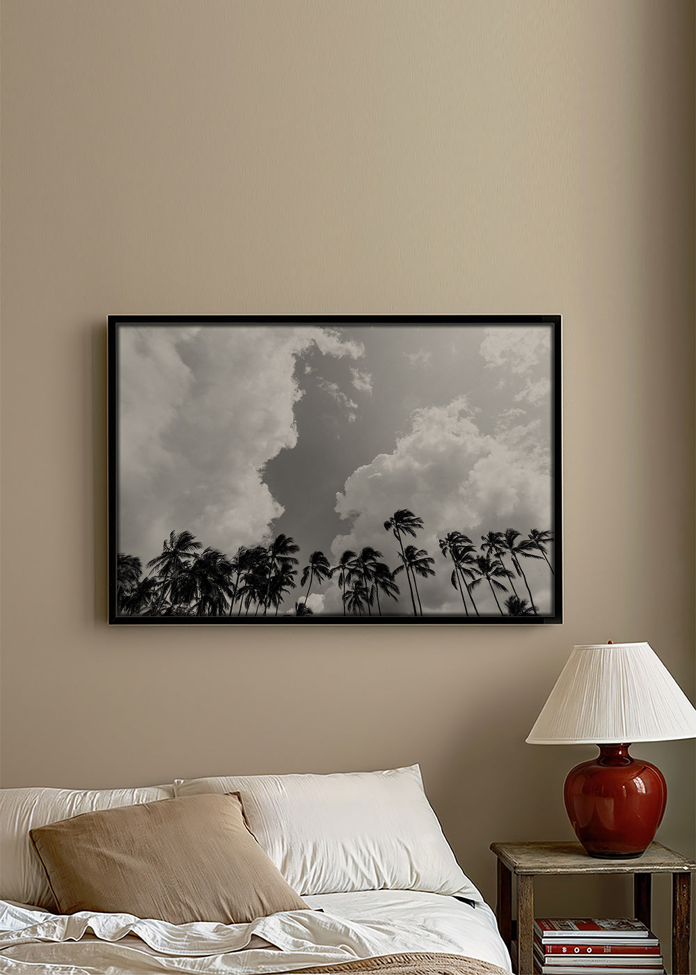 Cuadro de paisaje: palmeras en blanco y negro – Canvas2