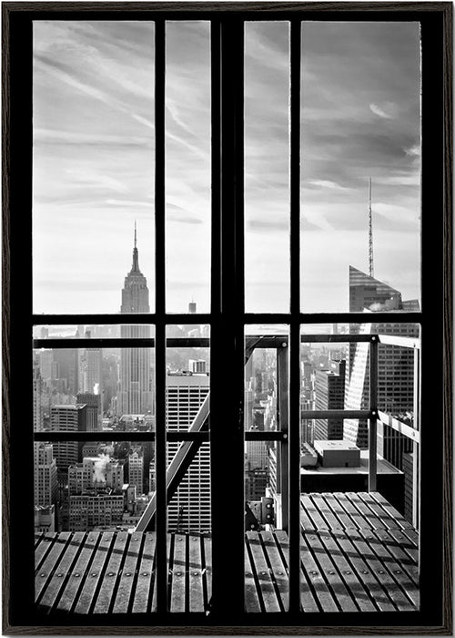 Cuadro de ciudades con vista desde ventana – Black Frame