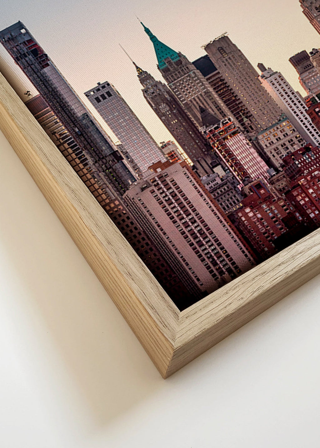Cuadro de ciudades con skyline al atardecer – Canvas detail