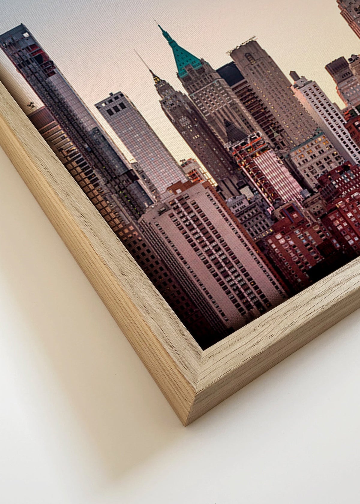 Cuadro de ciudades con skyline al atardecer – Canvas detail