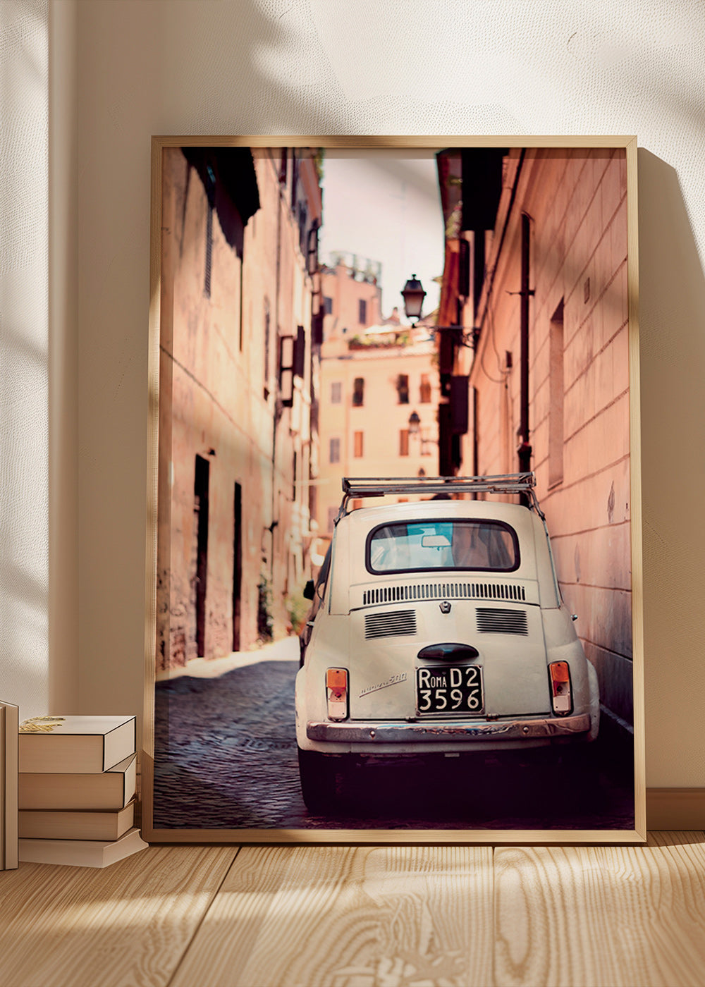 Cuadro de ciudades con coche clásico en calle romana – Product3