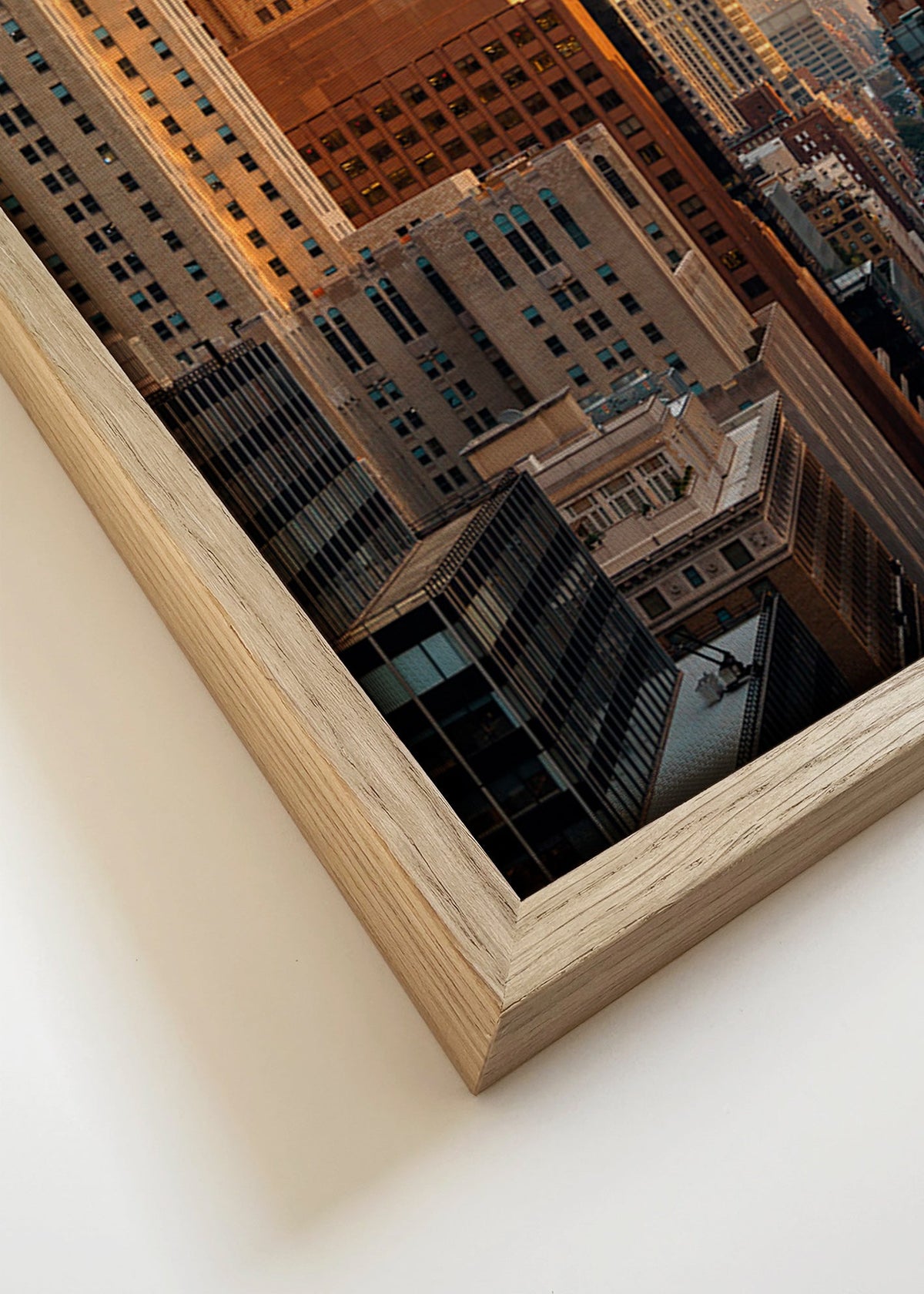 Cuadro de ciudades con skyline al amanecer – Canvas detail