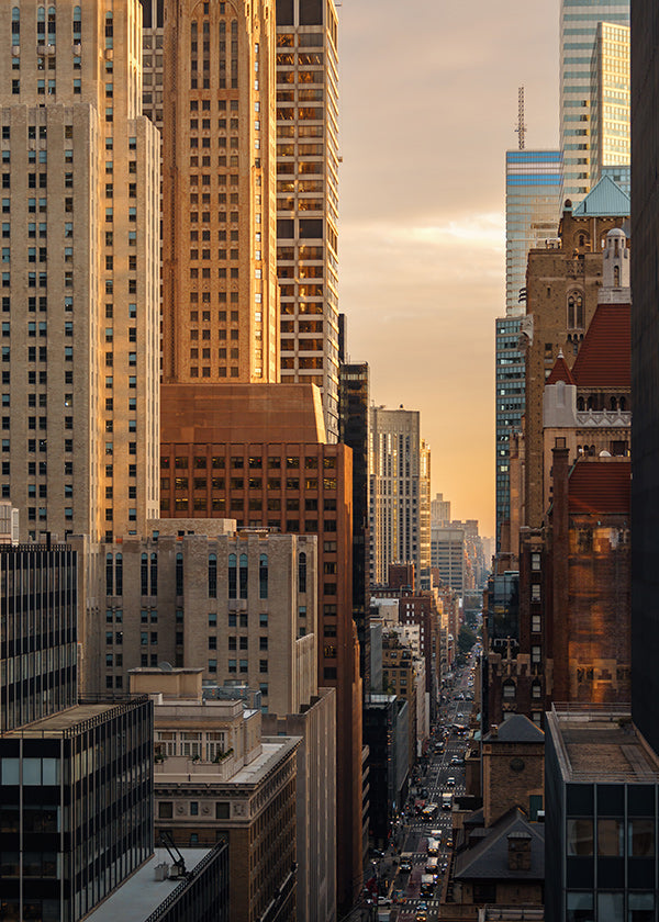 Cuadro de ciudades con skyline al amanecer