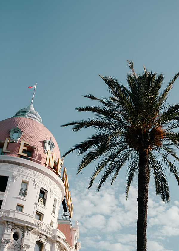 Cuadro de ciudades Riviera con cúpula y palmera