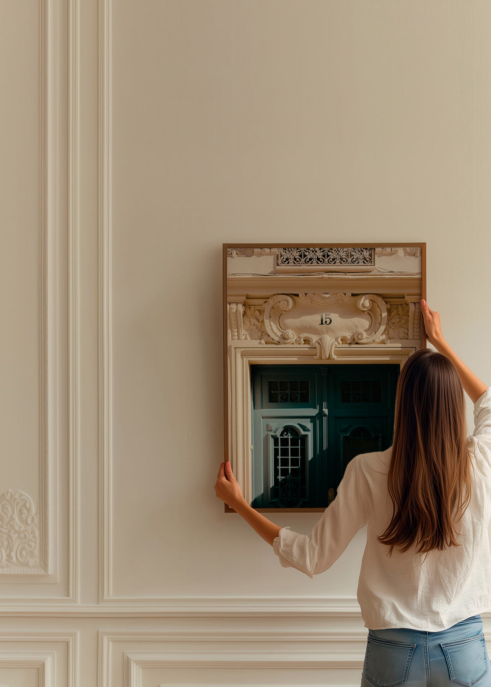 Cuadro de ciudades con puerta verde y número 15 – Product3