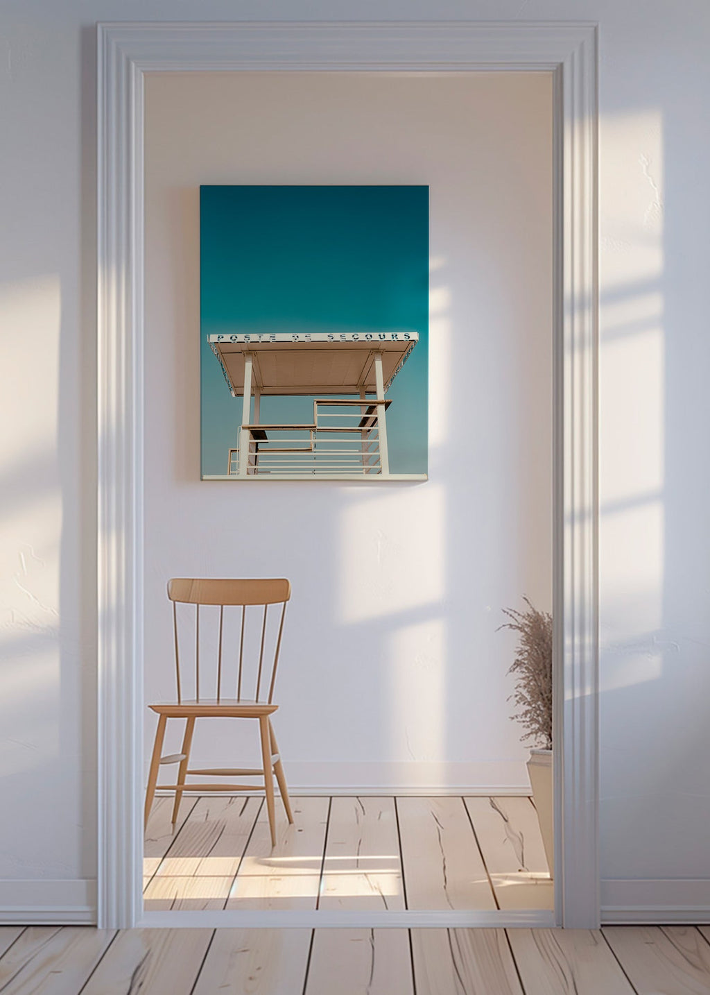Fotografía: poste de secours sobre cielo azul – Canvas