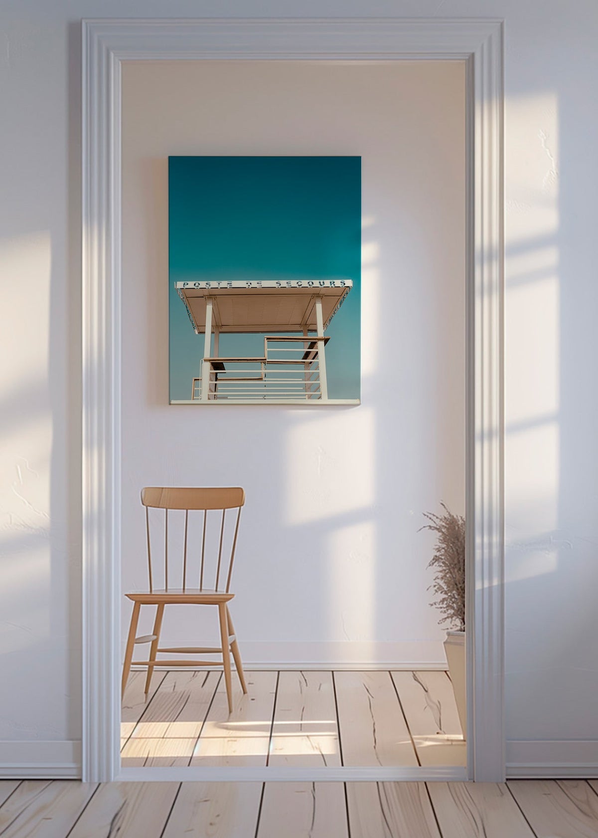 Fotografía: poste de secours sobre cielo azul – Canvas