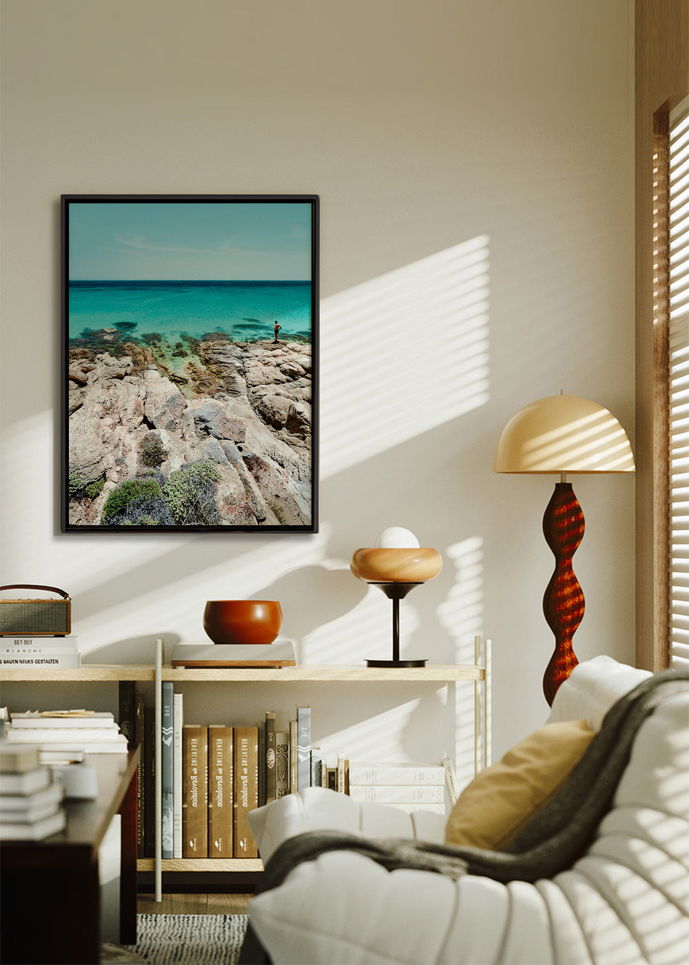 Cuadro de paisaje con costa rocosa y mar turquesa – Canvas1