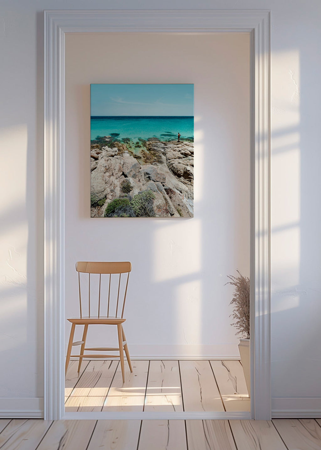 Cuadro de paisaje con costa rocosa y mar turquesa – Canvas