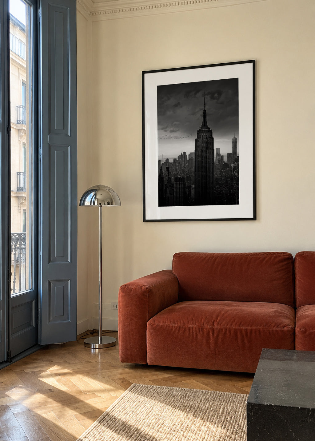 New York Rockefeller View - Framed poster in an interior