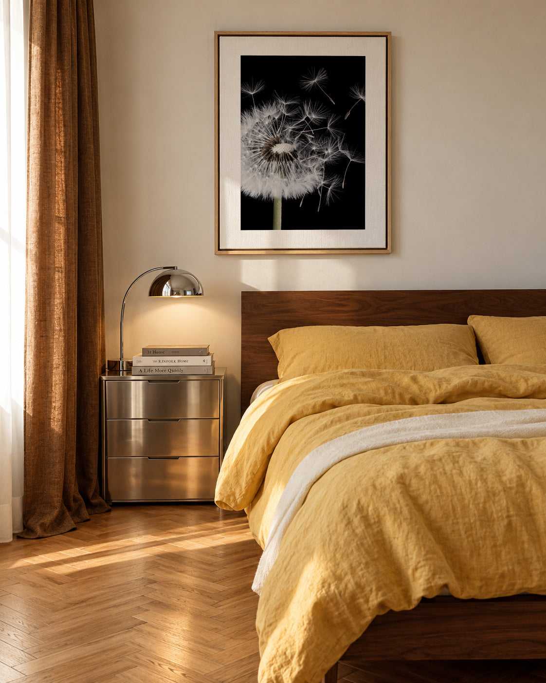 Dandelion Blowing - Framed canvas in an interior