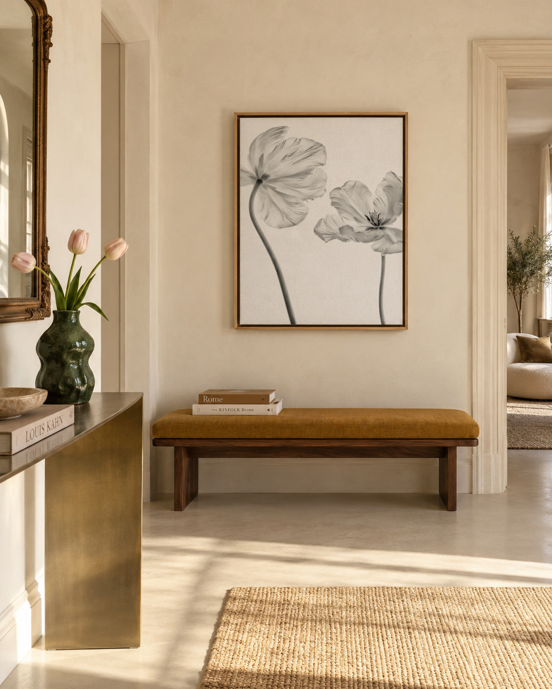 Same tulip front and backview - Framed canvas in an interior