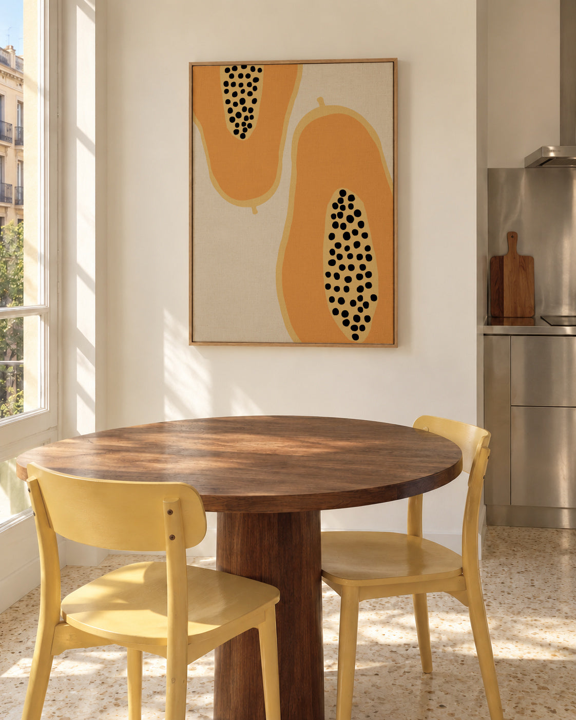 Papaya Fruit - Framed canvas in an interior