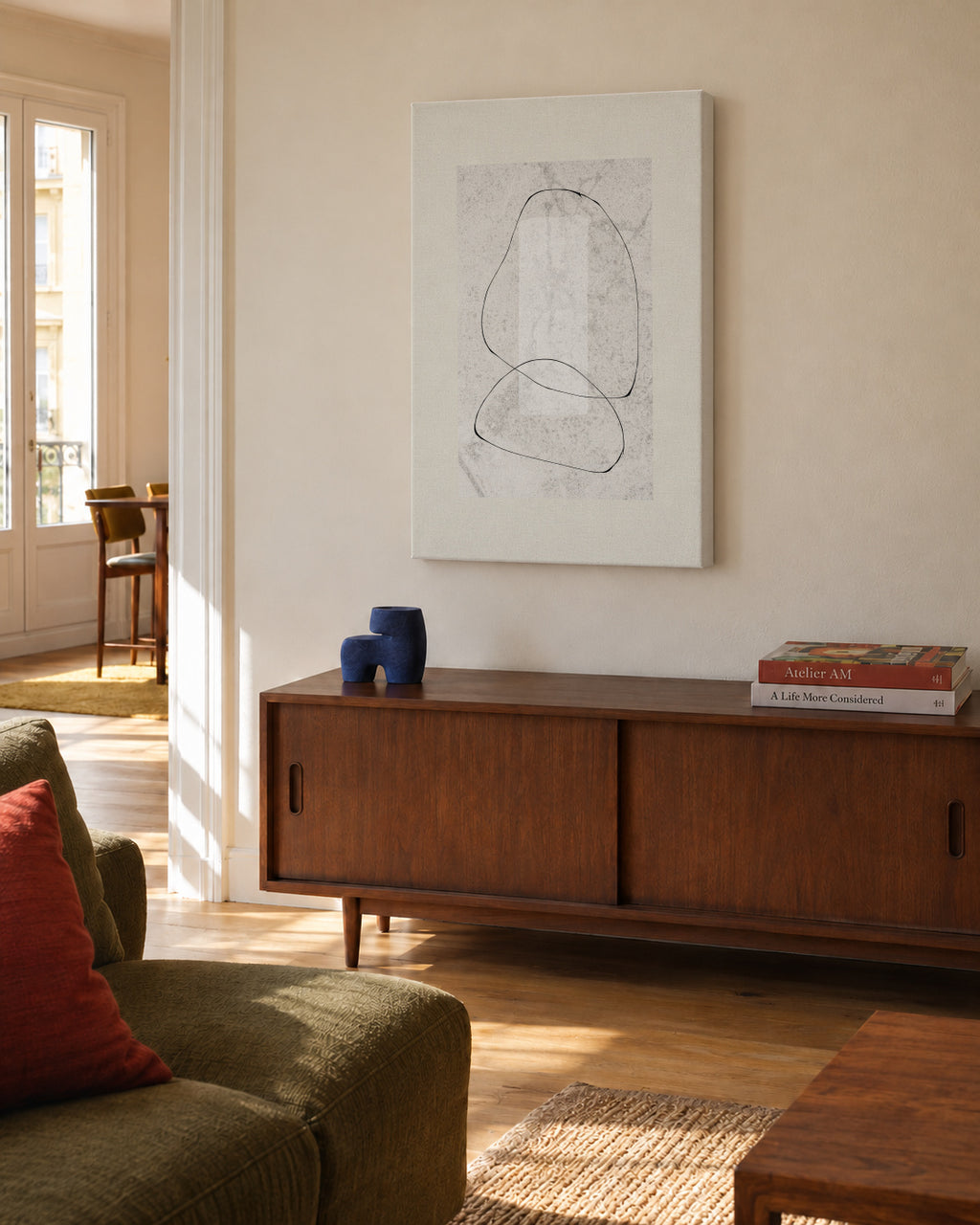Composition IV - Unframed canvas in an interior