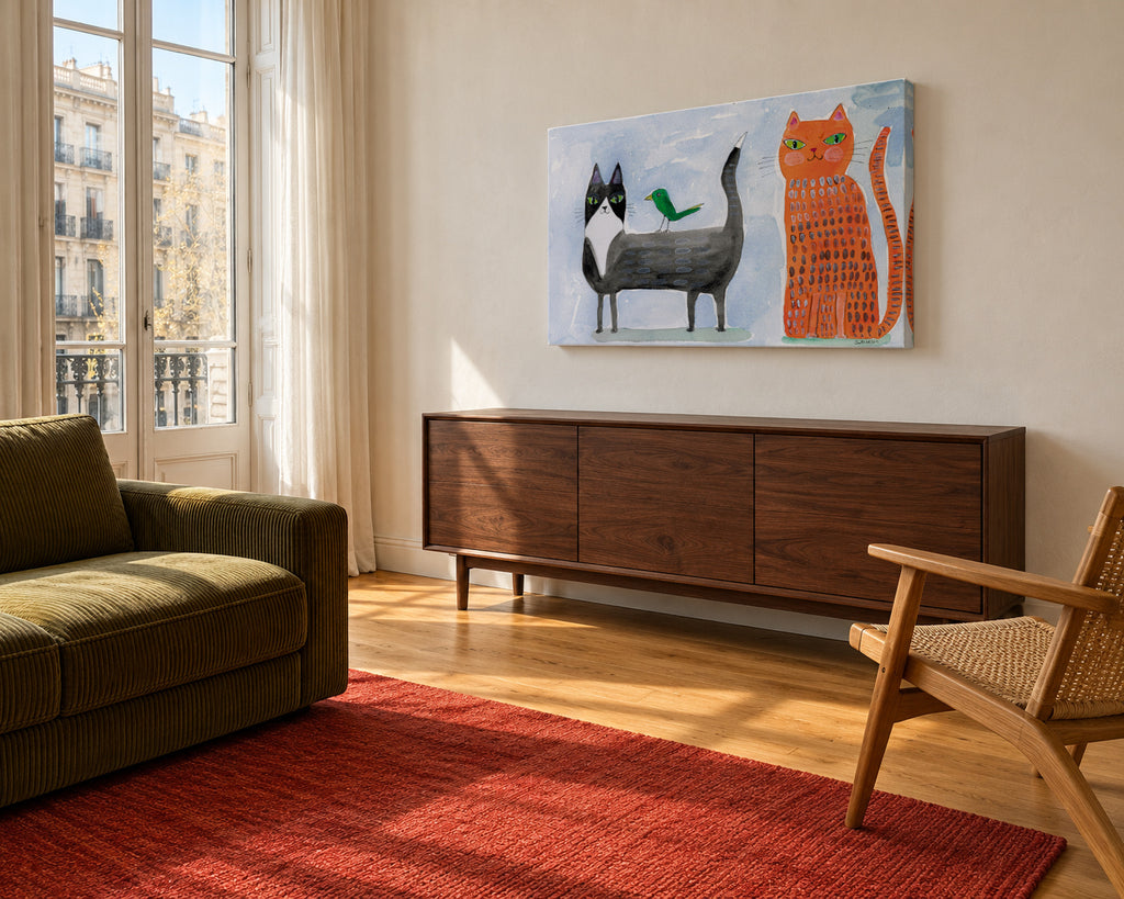 Unusual Friends - Unframed canvas in an interior