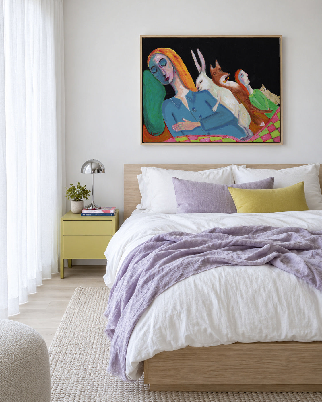 Five in the Bed - Framed canvas in an interior