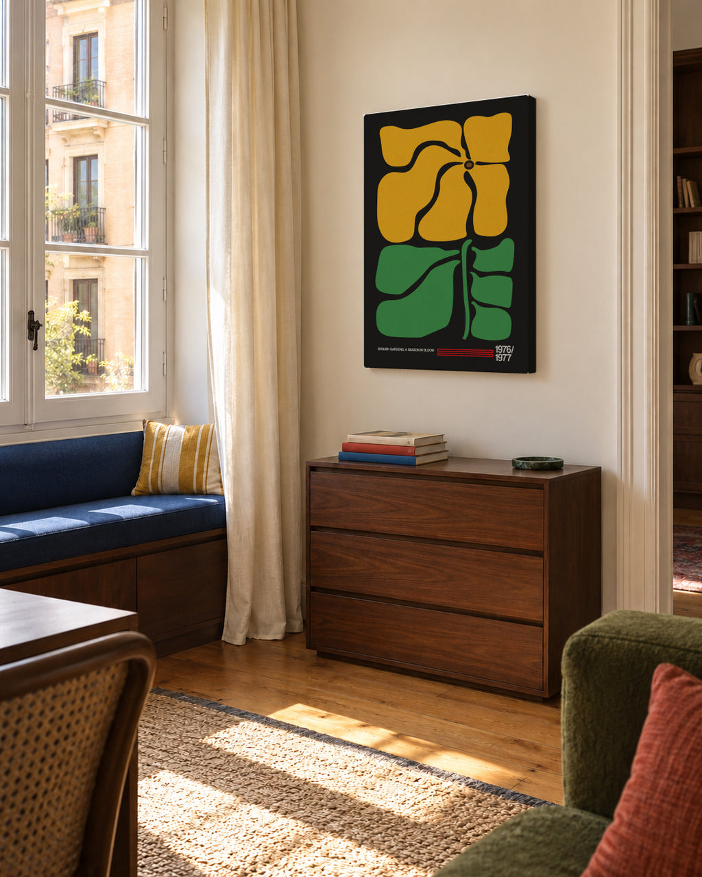 English Gardens Grey - Unframed canvas in an interior