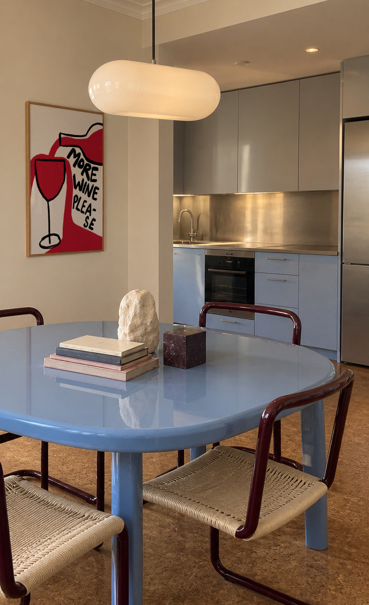 More Wine Please - Framed poster in an interior