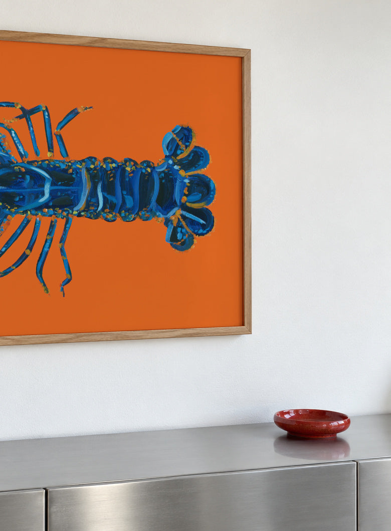 Lobster On Orange - Framed poster detail