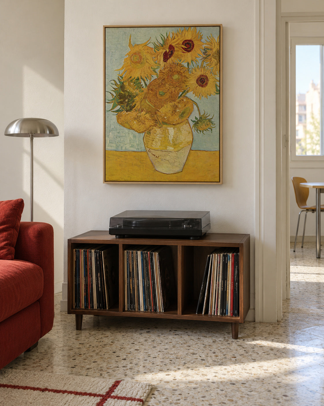 The Sunflowers - Van Gogh - Framed canvas in an interior