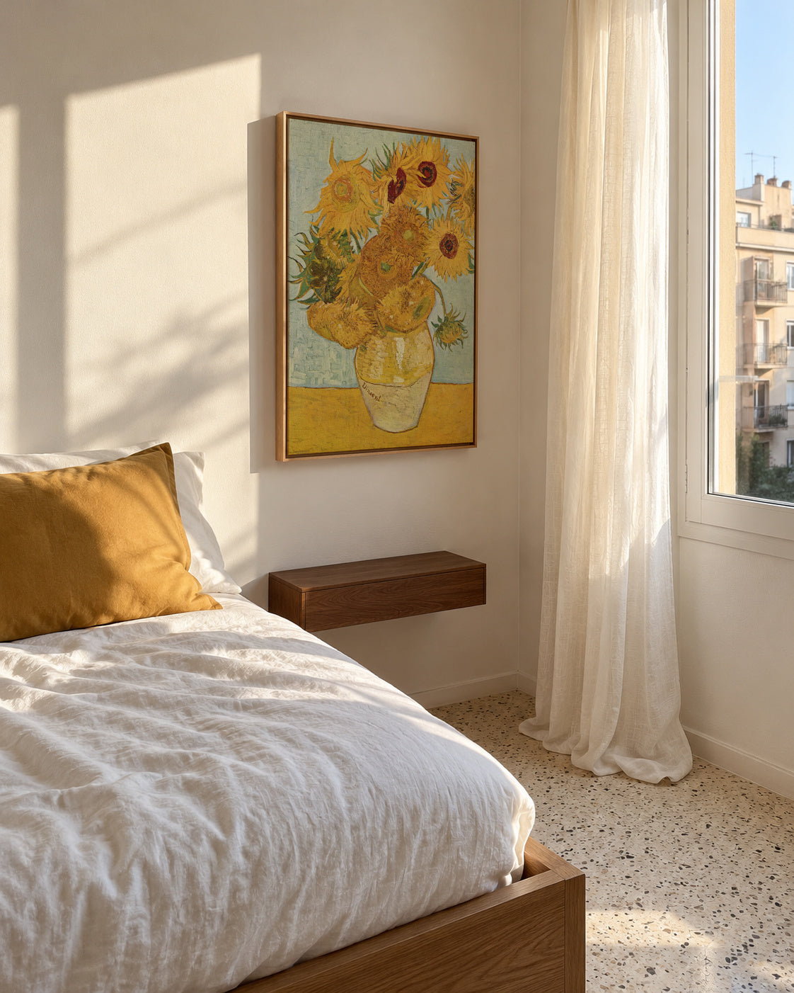 The Sunflowers - Van Gogh - Framed canvas in an interior