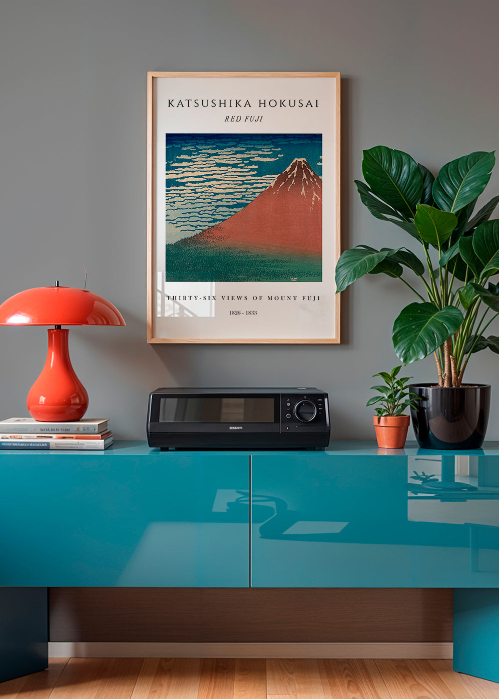 Red Fuji Exhibition White - Katsushika Hokusai