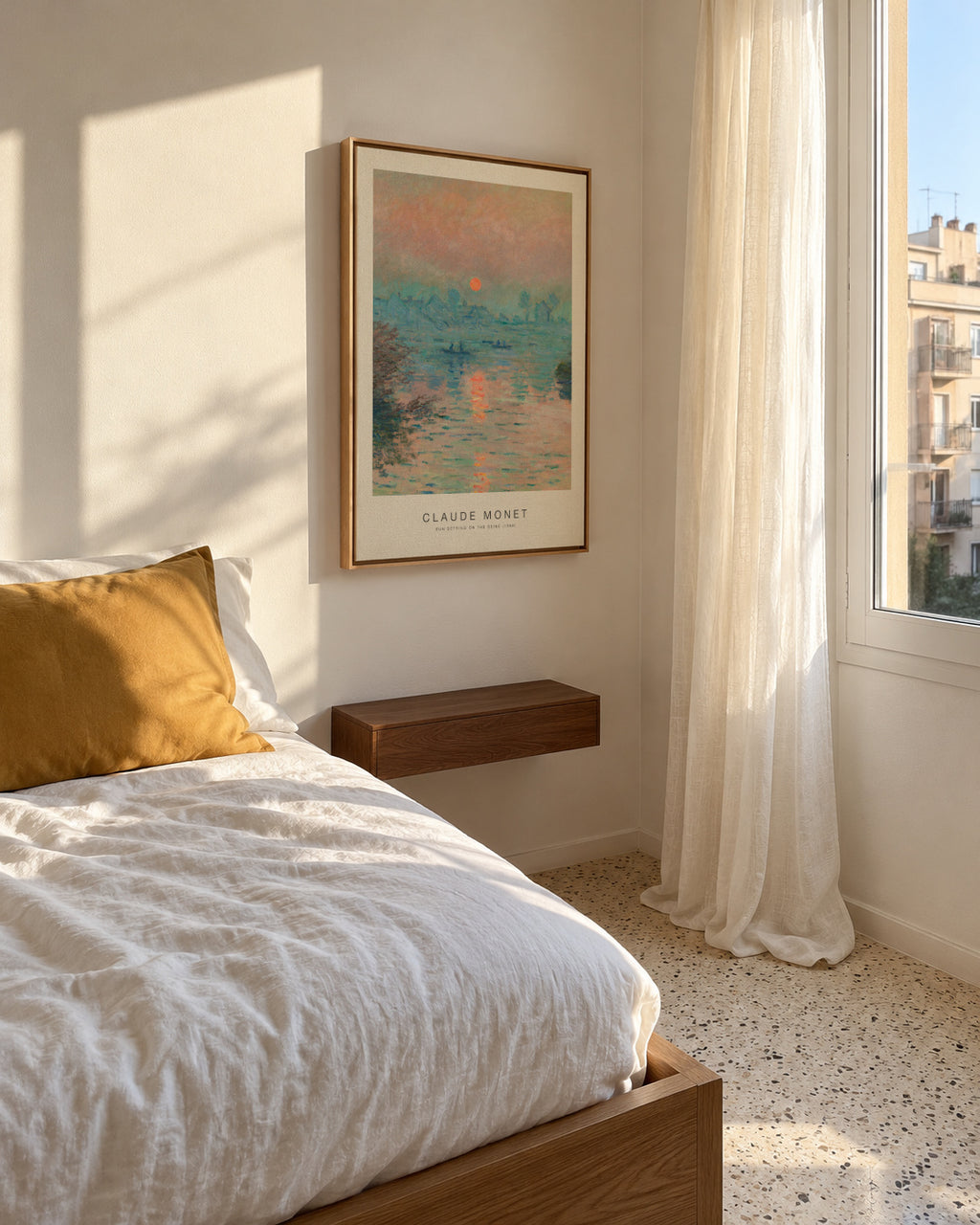 Sun Setting on the Seine (Special Edition) - Claude Monet - Framed canvas in an interior