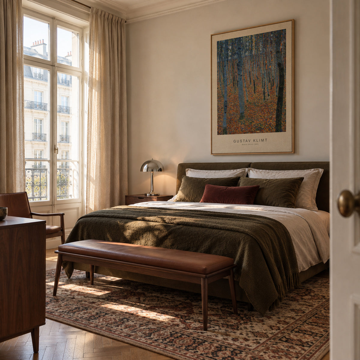 Beech Grove (Special Edition) - Gustav Klimt - Framed canvas in an interior