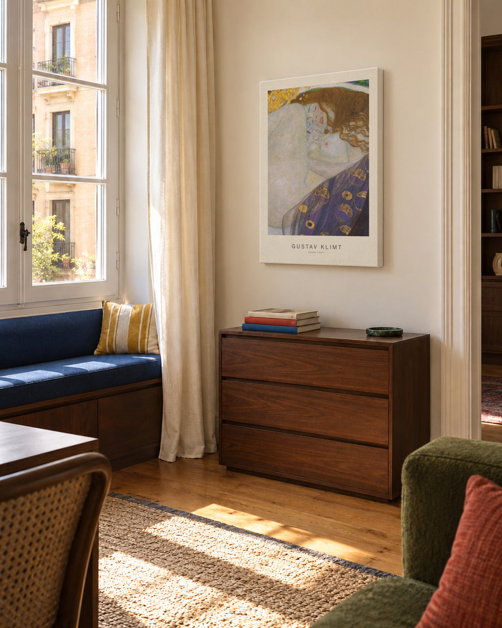 Danae (Special Edition )- Gustav Klimt - Unframed canvas in an interior