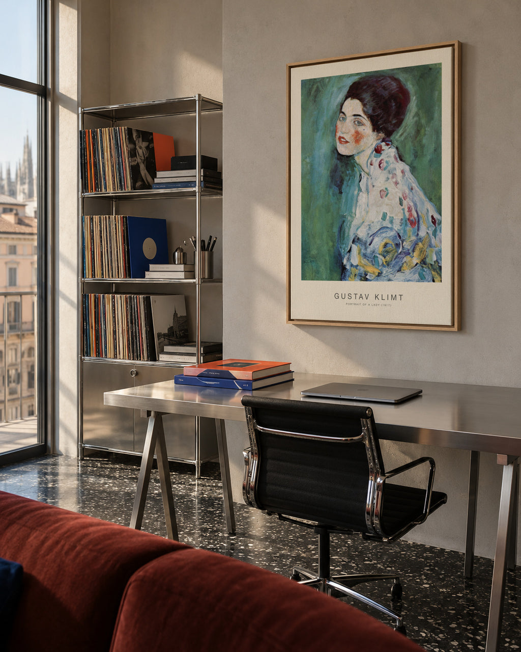 Portrait of a Lady (Special Edition) - Gustav Klimt - Framed canvas in an interior