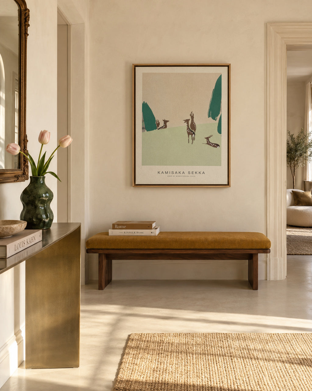 Deer of Momoyogusa (Special Edition) - Kamisaka Sekka - Framed canvas in an interior