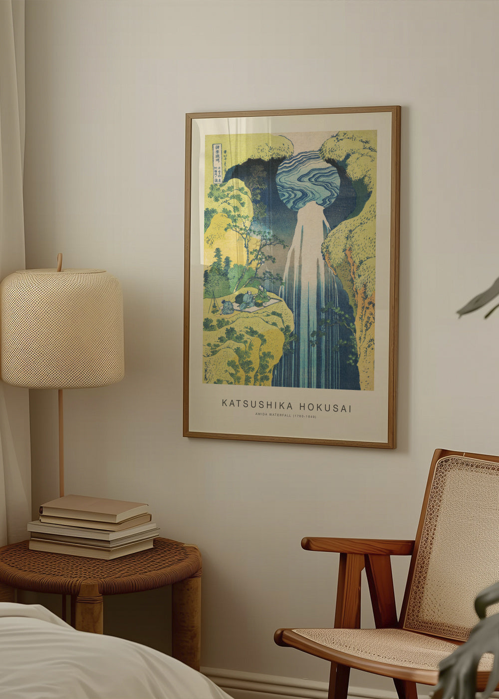Amida Waterfall (Special Edition) - Katsushika Hokusai - Framed poster in an interior