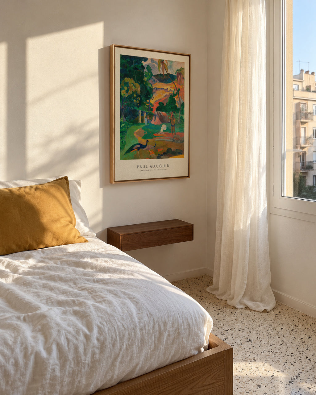 Landscape with Peacocks (Special Edition) - Paul Gauguin - Framed canvas in an interior