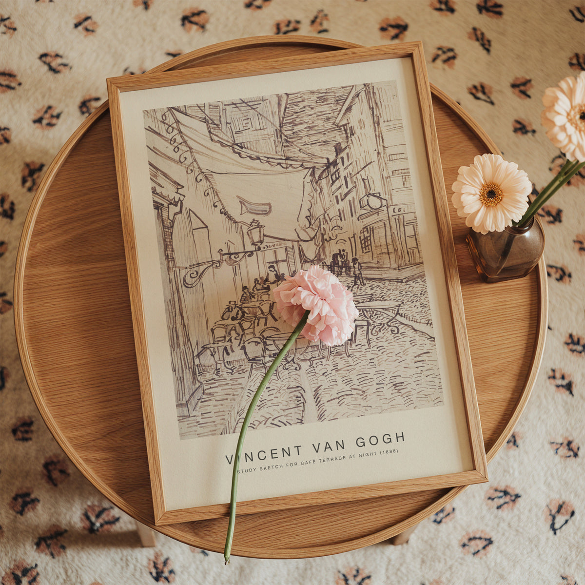 Study Sketch for Cafe? Terrace at Night (Special Edition) - Vincent van Gogh - Framed poster in an interior