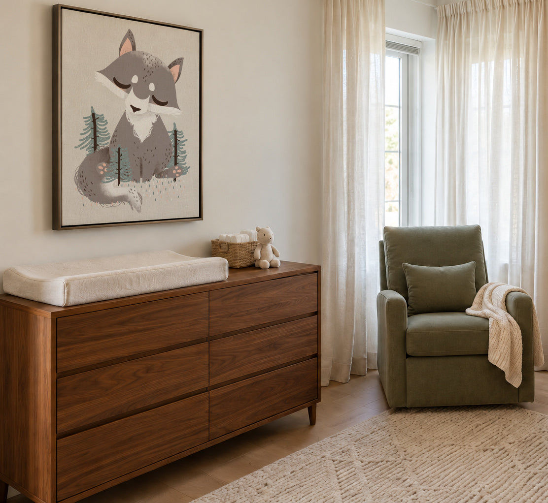 Animignons the Wolf - Framed canvas in an interior
