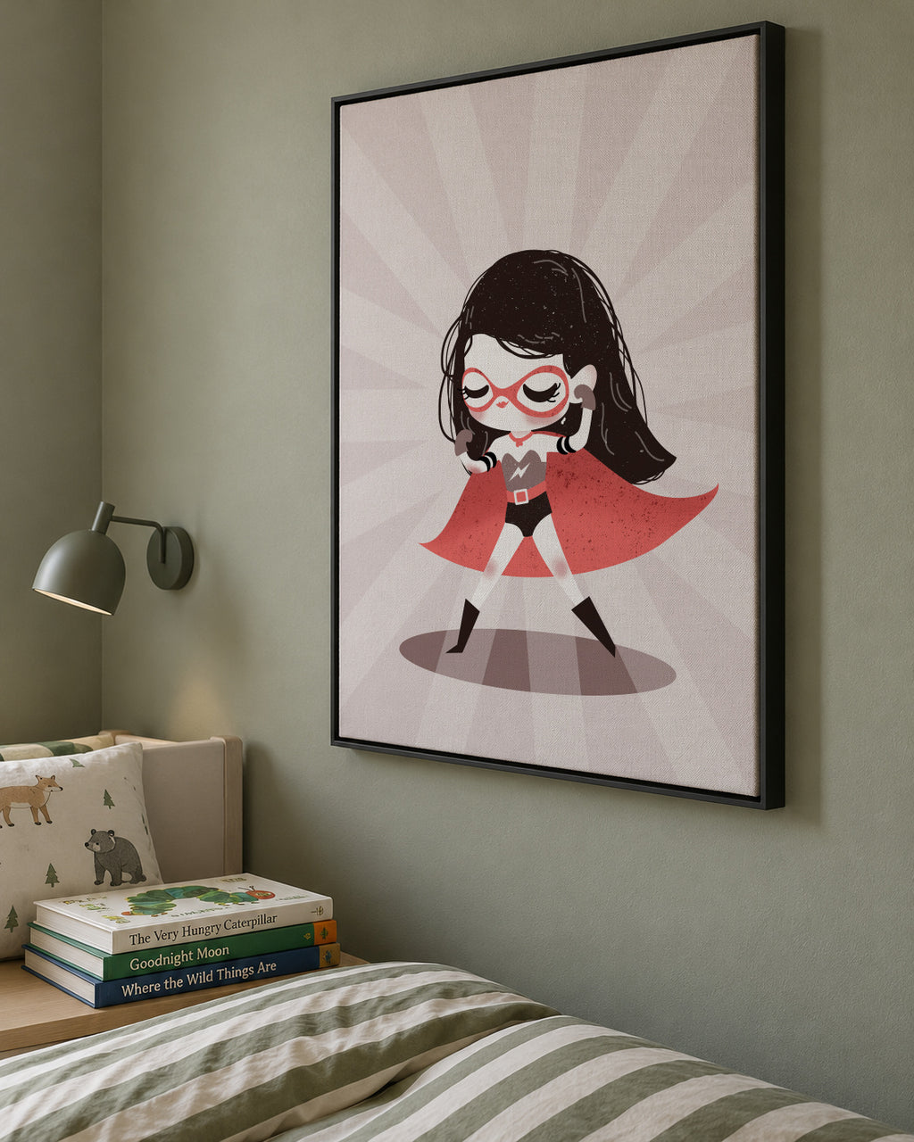 Super Hero Girl - Framed canvas in an interior
