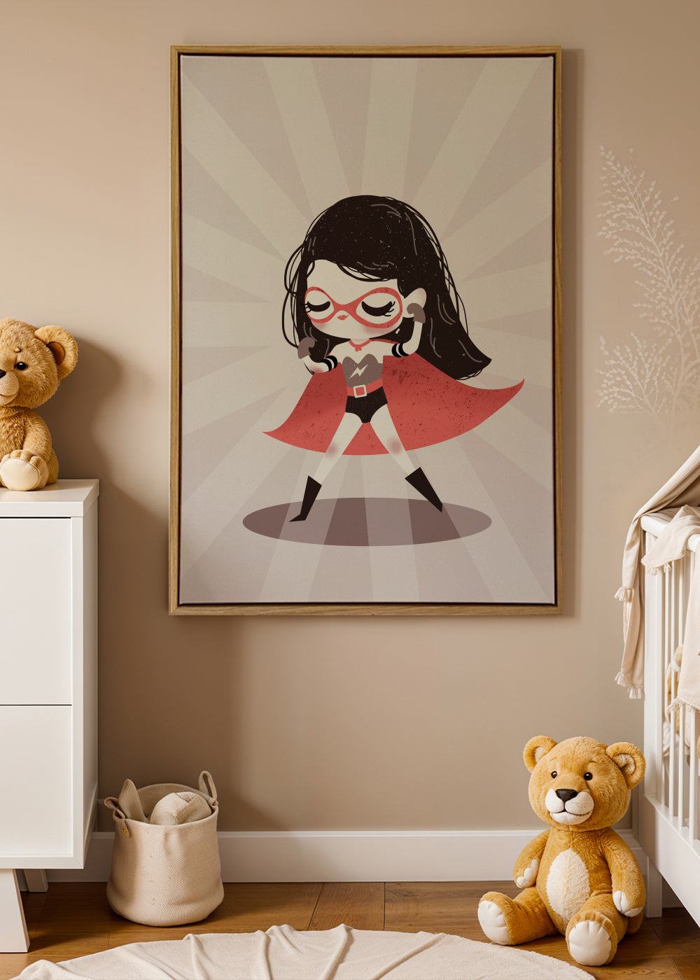 Super Hero Girl - Framed canvas in an interior