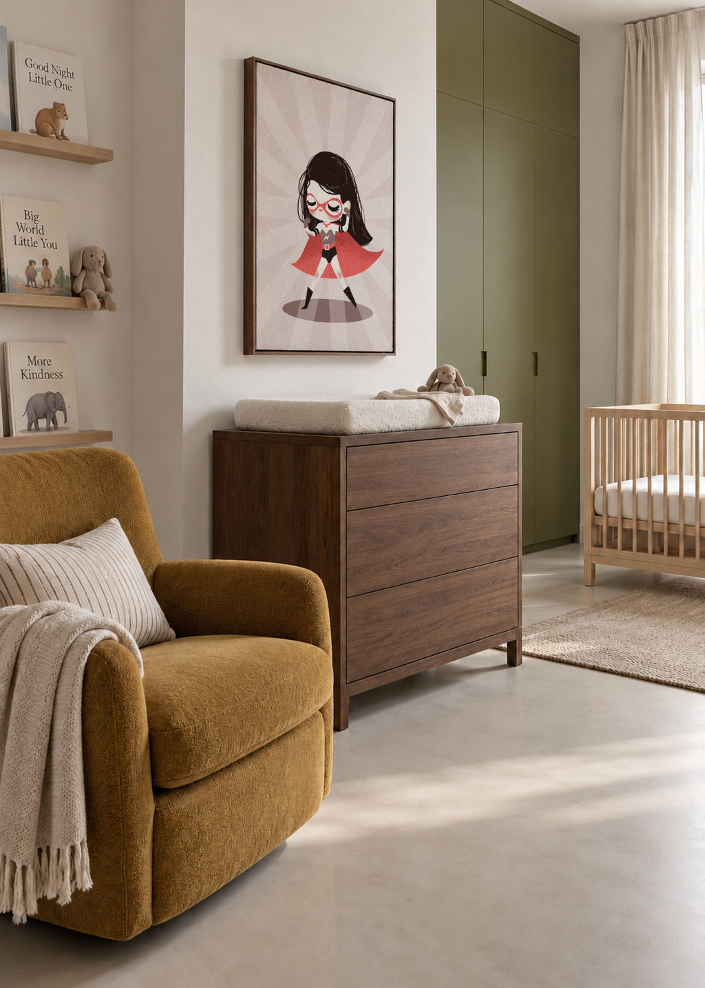Super Hero Girl - Framed canvas in an interior