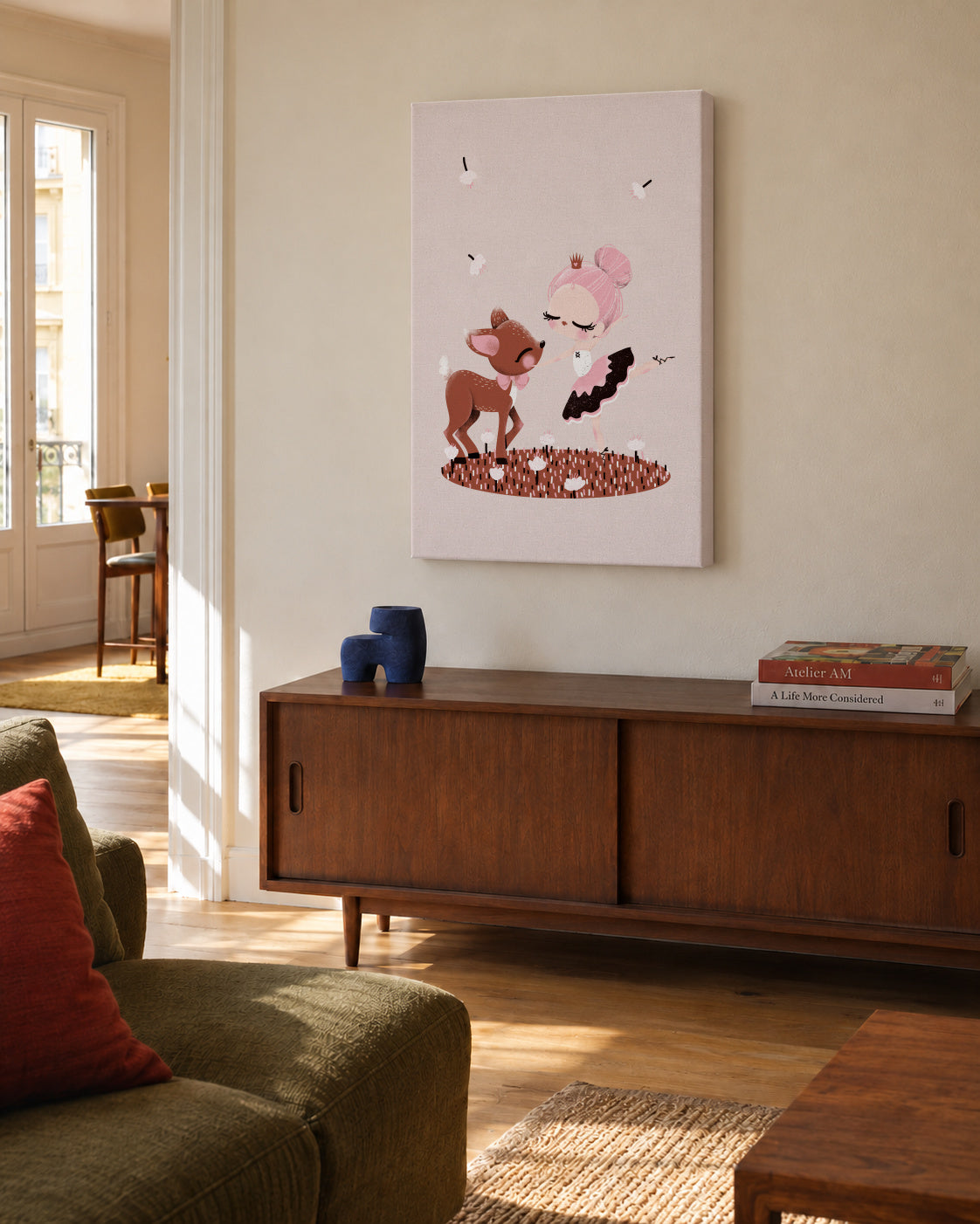 The Fawn and the Ballerina - Unframed canvas in an interior