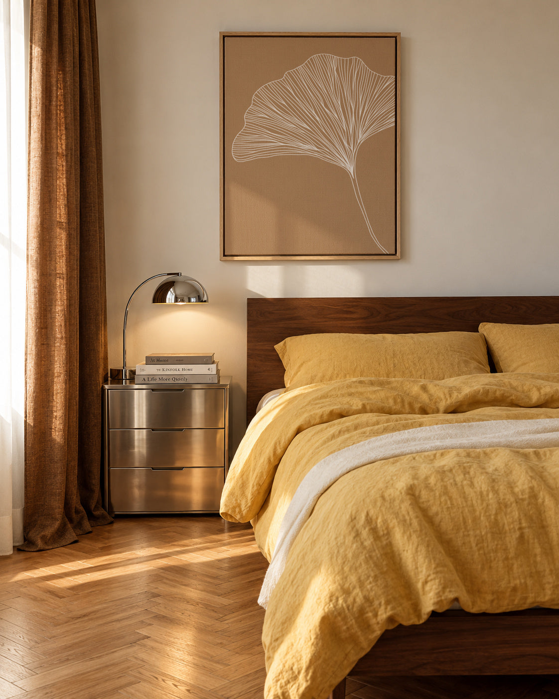 Nude ginkgo - Framed canvas in an interior