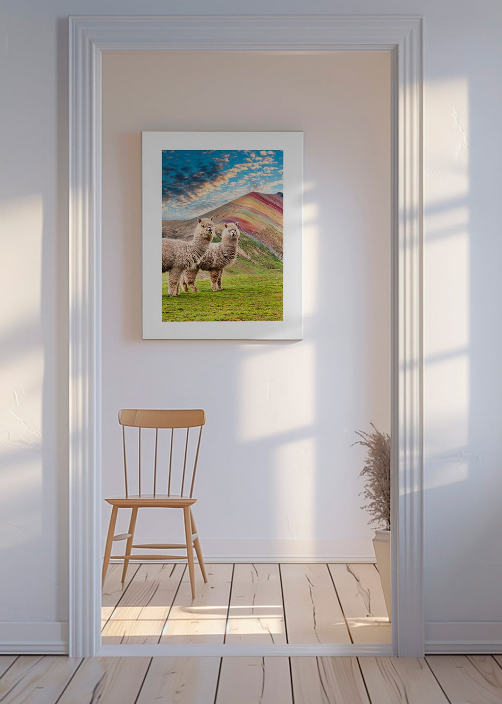 Artwork alpacas in rainbow mountain – Canvas