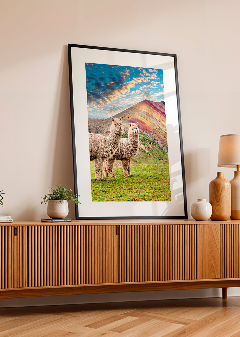 Artwork alpacas in rainbow mountain – Product2