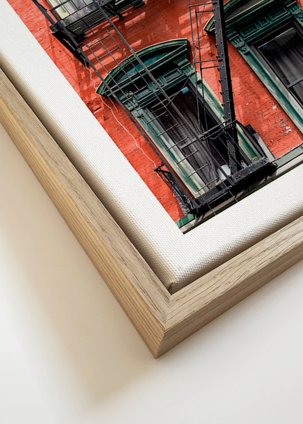 City art: NY facade with fire escape – Canvas detail