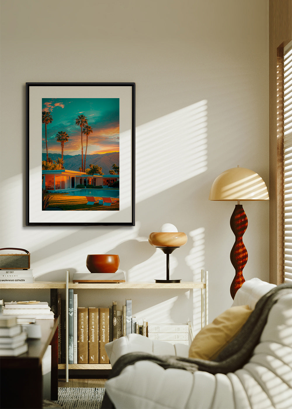Landscape art: Palm Springs sunset with pool – Canvas2