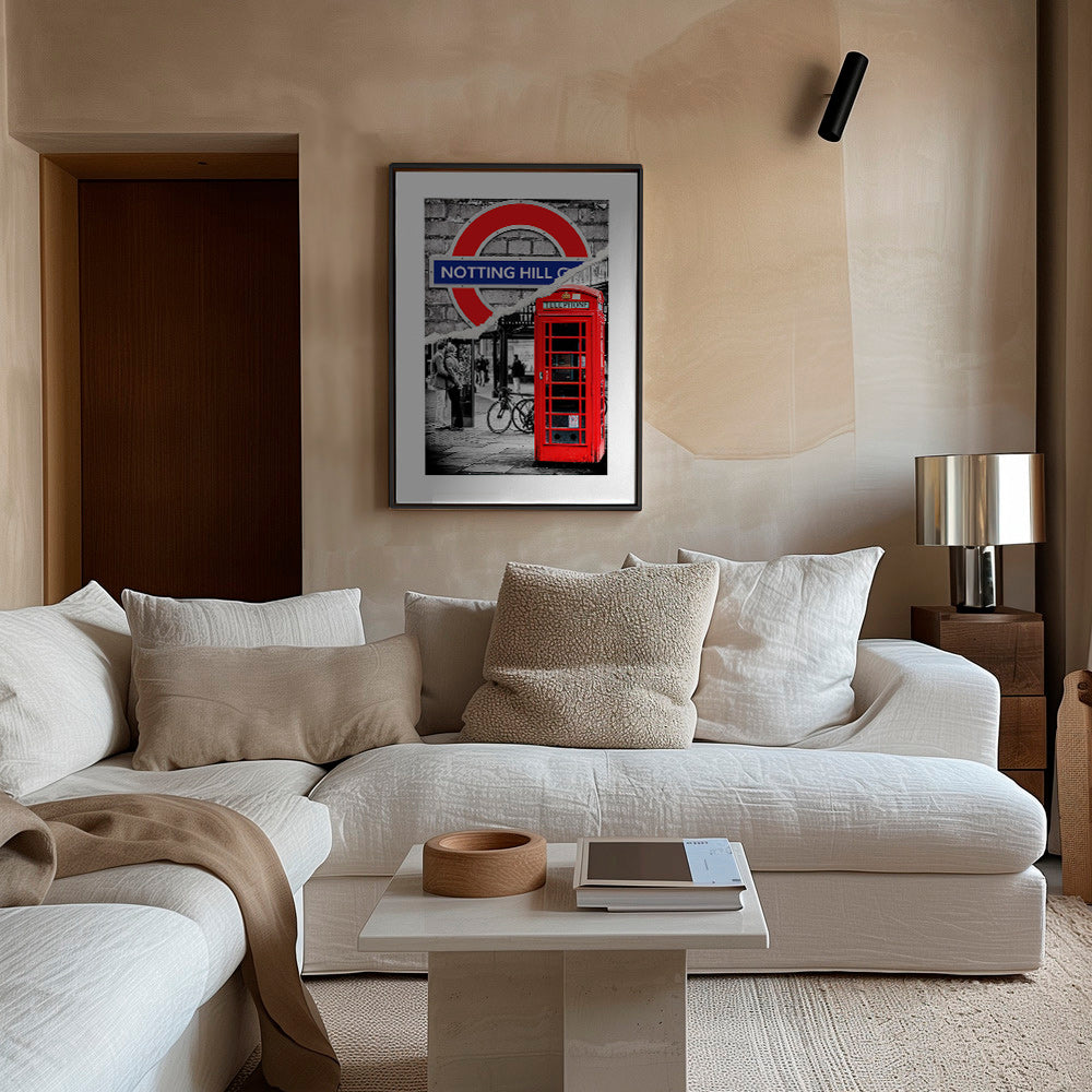 City art featuring a red phone box in Notting Hill – Canvas1
