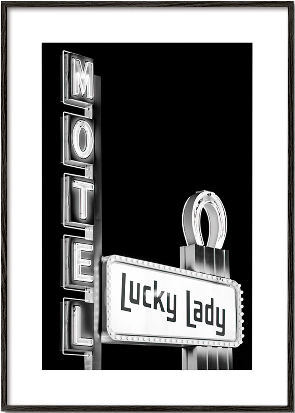 Fotografía Motel Lucky Lady en blanco y negro – Black Frame