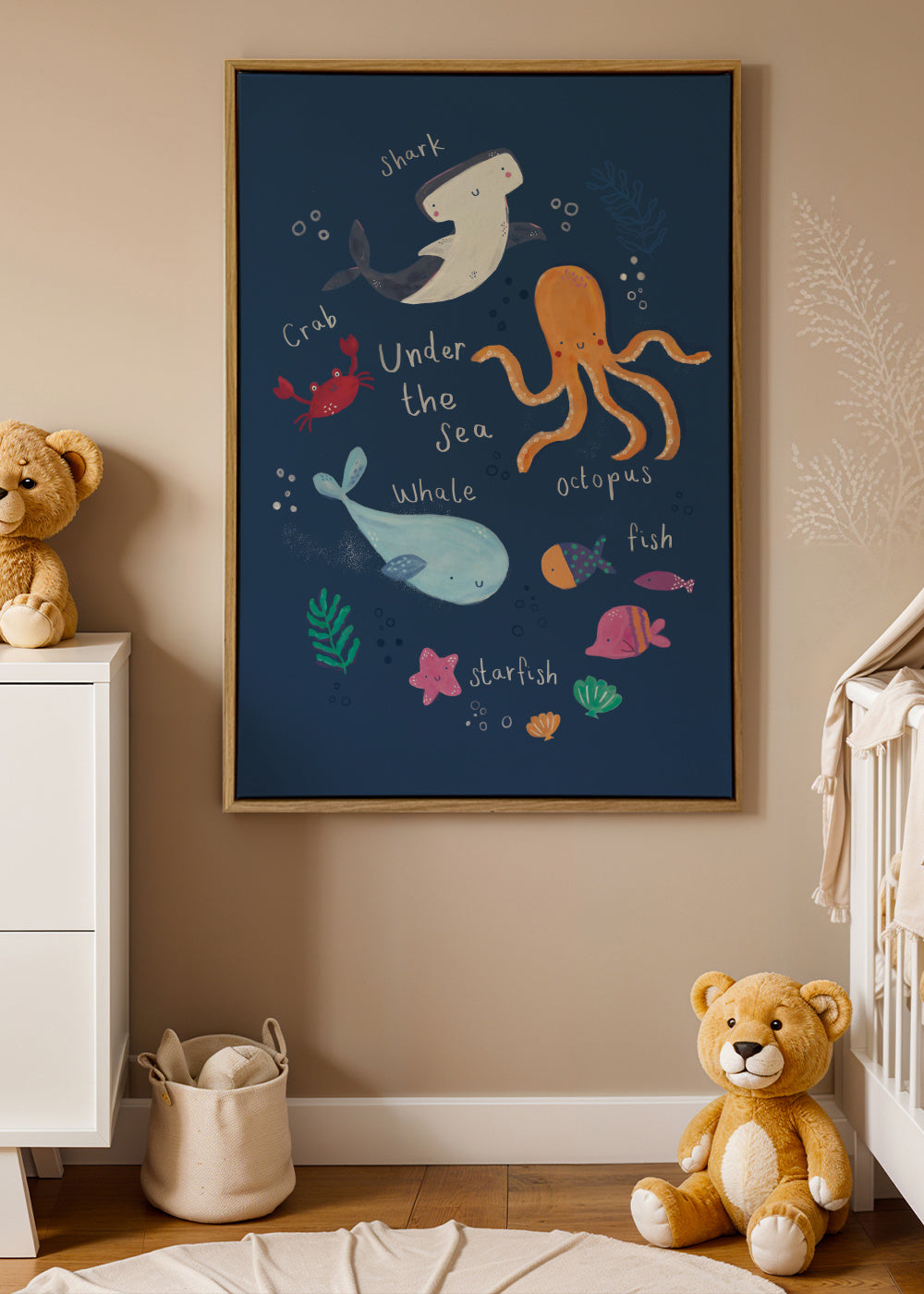 Under the sea kids art print - Framed canvas in an interior