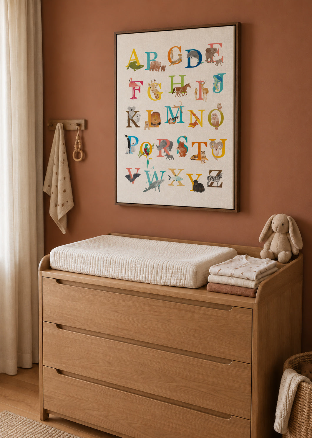 Kids animal alphabet - Framed canvas in an interior